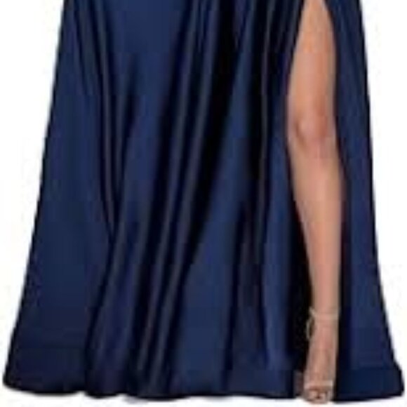 NWOT- La Femme Strappy Back Satin Ballgown - Picture 4 of 7